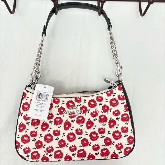 Coach Red and White Floral Shoulder Bag - Picture 1 of 4